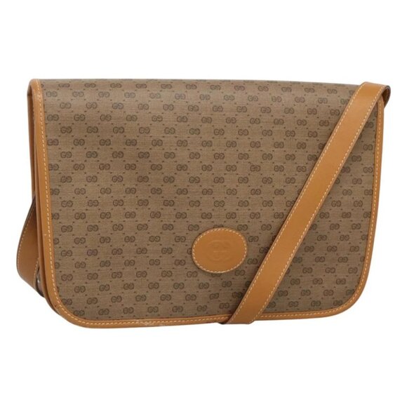 GUCCI Micro GG Supreme Shoulder Bag PVC Brown Gold - Picture 1 of 15